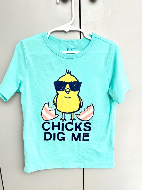 The Children's Place Other - NEW Toddler Boys CHICKS DIG ME Easter T Shirt Light Blue Chick Egg Sz 5T